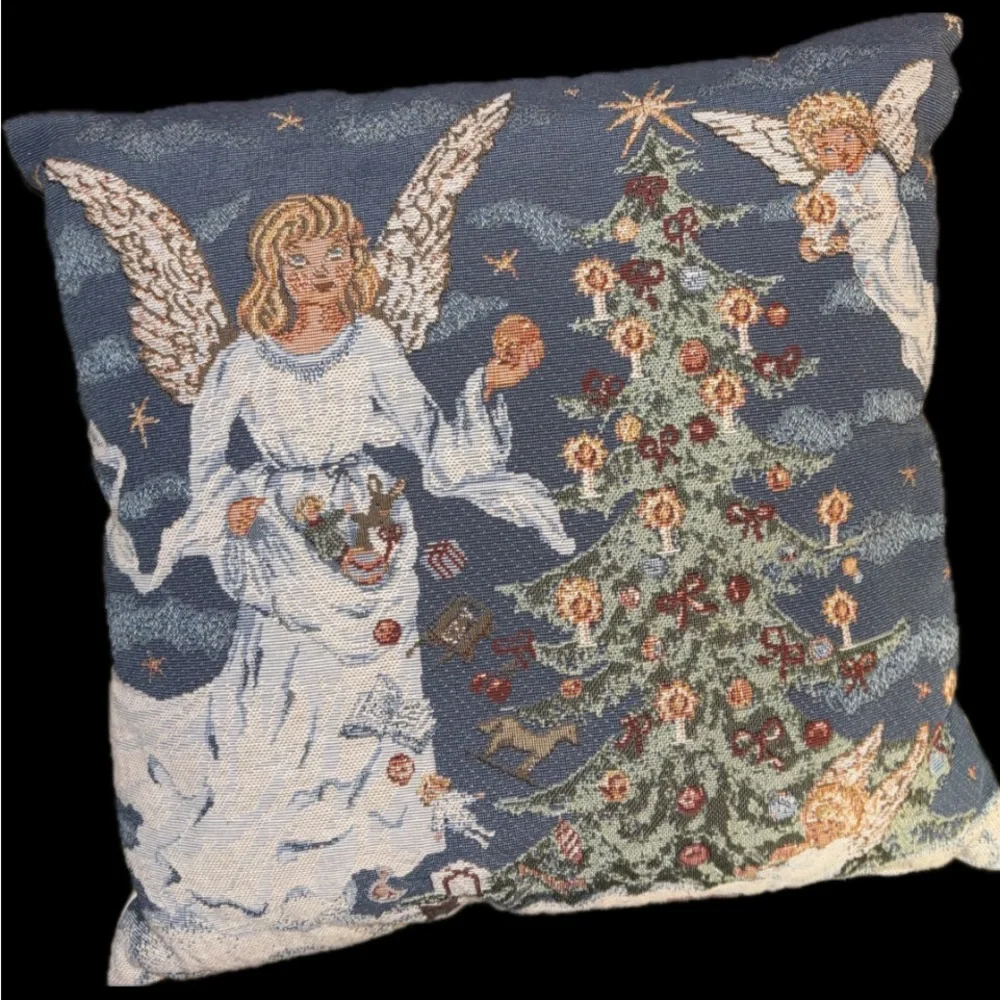 Vintage Christmas Angels Tapestry Pillow